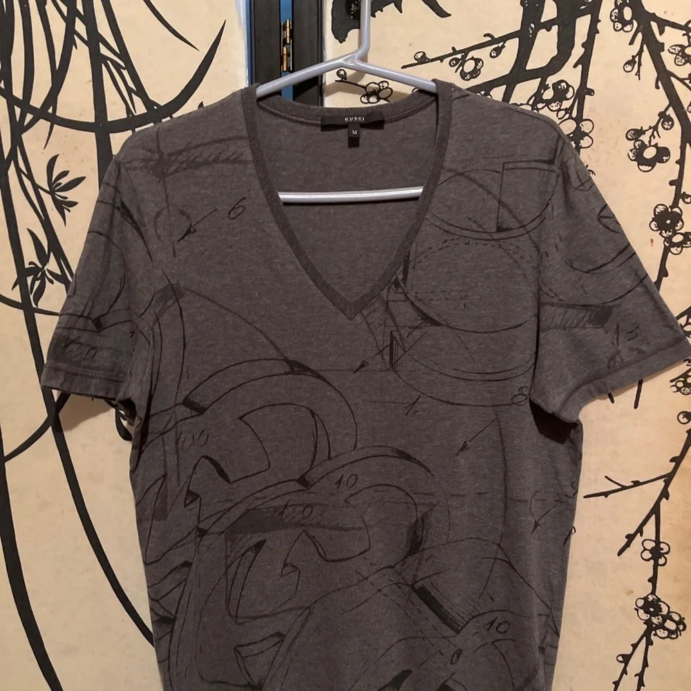 VTG Gucci Men’s Gray Tom Ford Archive Abstract GG All Over Print T-Shirt RARE